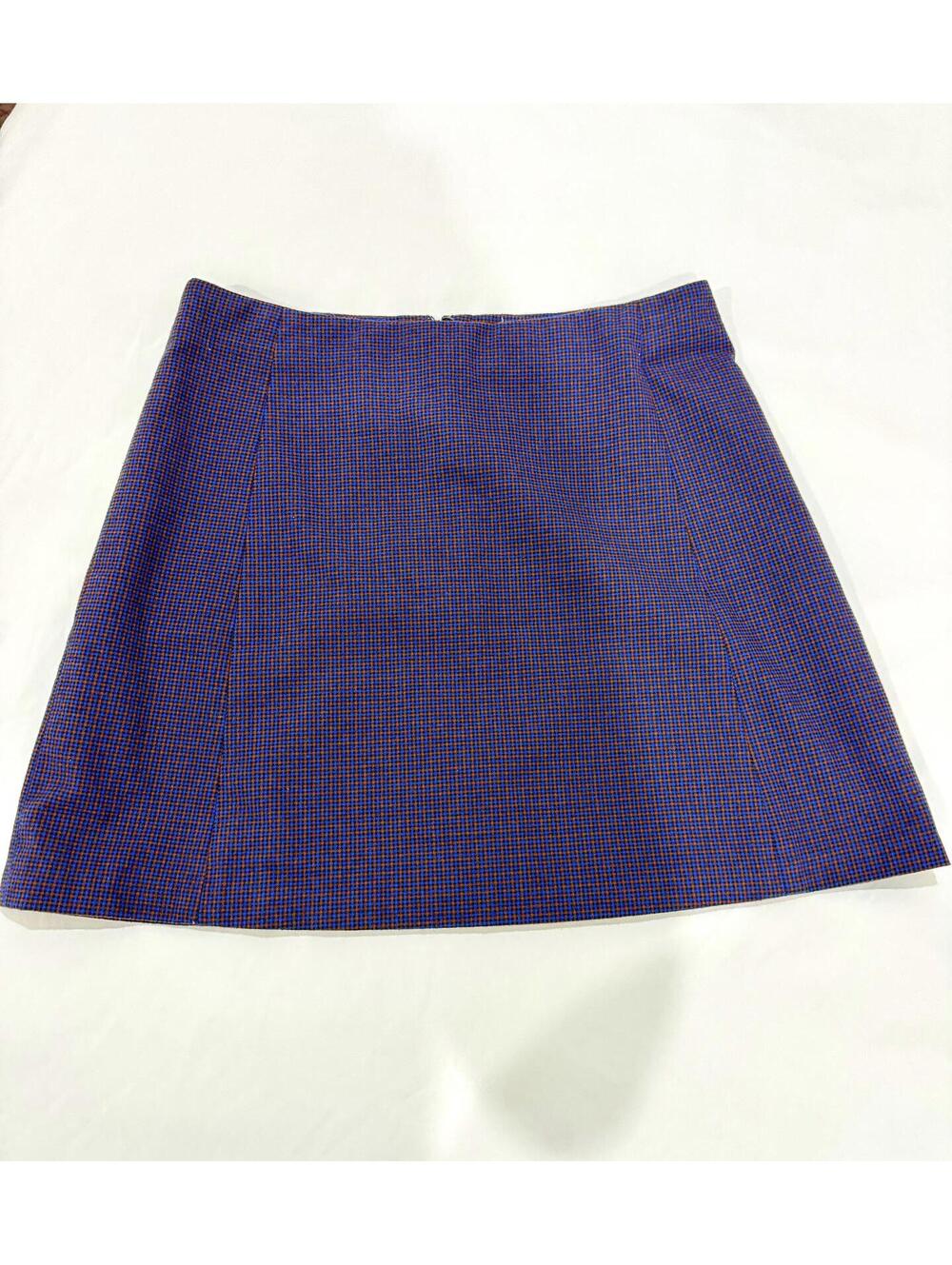 Sunday Best Aritzia Blue Multicolore Plaid Zipper Short Mini Skirt- Size 6 - Picture 6 of 8